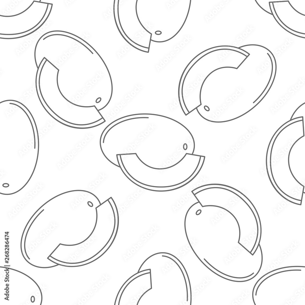 Fruits seamless pattern with icons. Style Outline. Vector background. White background, black icon.