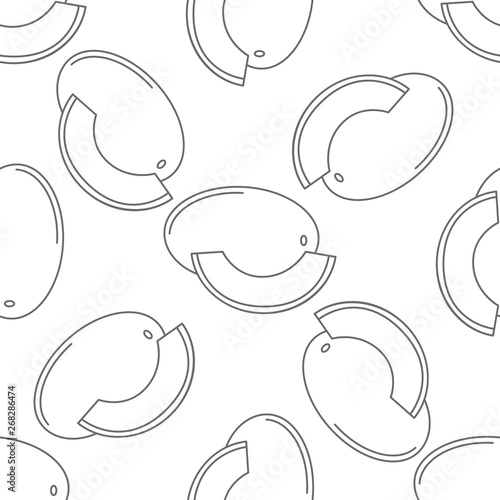 Fruits seamless pattern with icons. Style Outline. Vector background. White background, black icon.