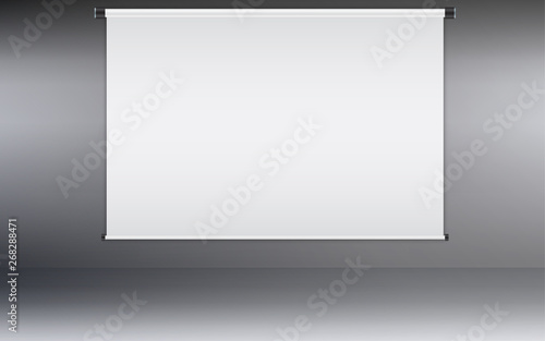 white projector screen on the wall in the room