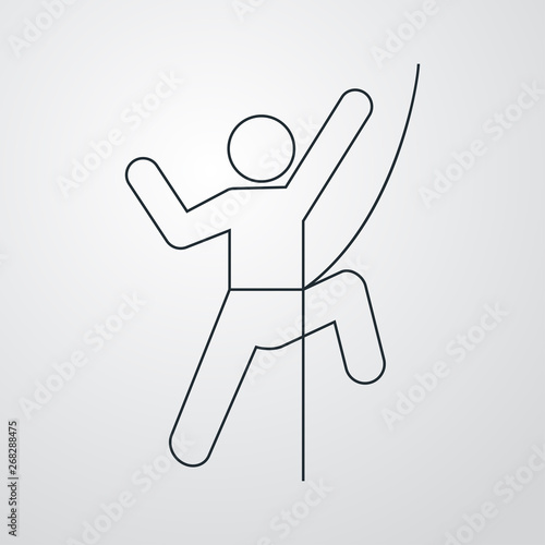 Icono plano lineal escalada en fondo gris