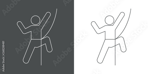 Icono plano lineal escalada en gris y blanco