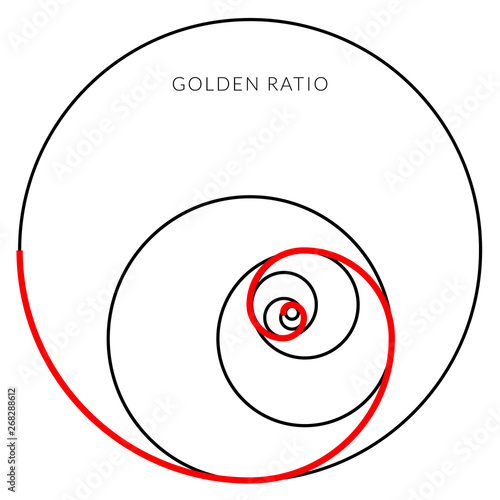 Minimalistic style design. Golden ratio. Geometric shapes. Circles in golden proportion. Futuristic design. Logo. Vector icon. Abstract vector background