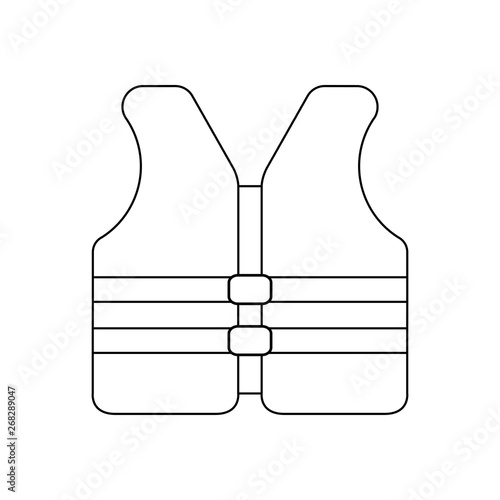 Icono plano lineal chaleco salvavidas en color negro