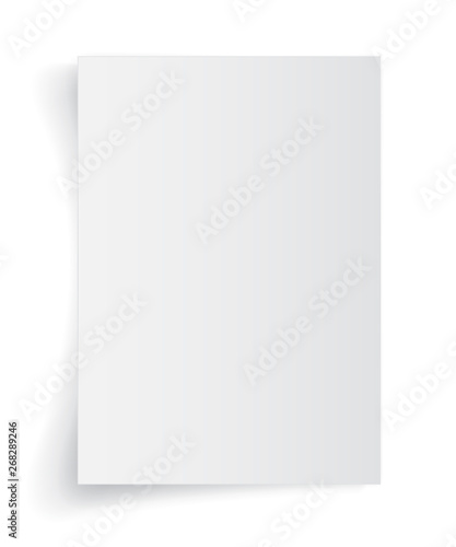Blank A4 sheet of white paper with shadow, template for your design. Set. Vector illustration