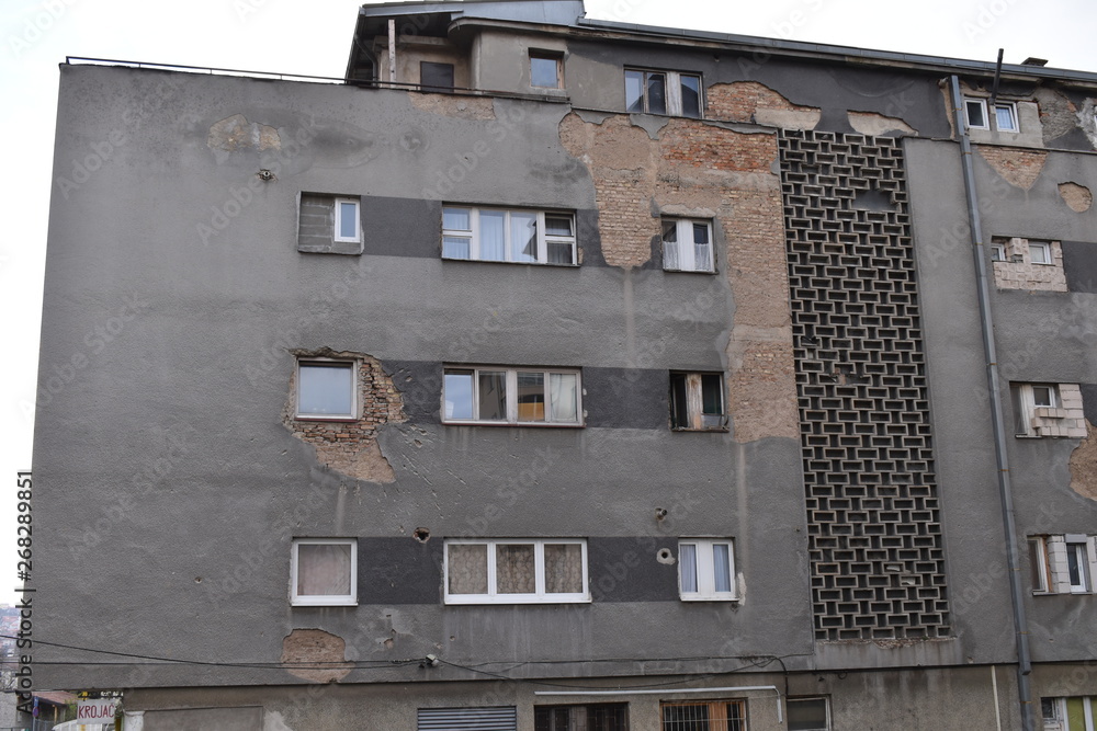 Old building damaged in war 