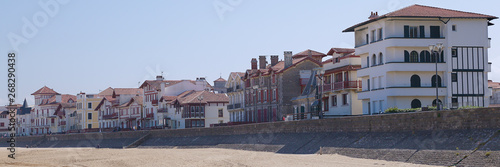 Panoramic view of typical buildings near the beach from Saint Jean de Luz, France,