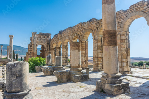 Roman arches in the ruins of Volubilis, Morocco photo