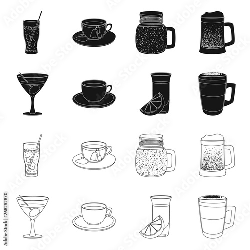 Vector design of drink and bar sign. Collection of drink and party vector icon for stock.