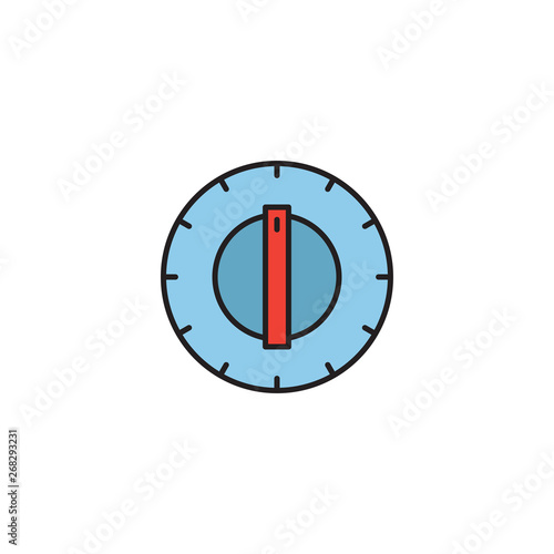 Kitchen oven knob with timer isolated on white background