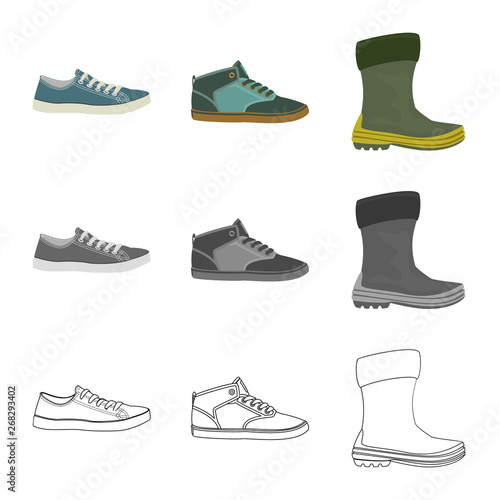 Vector illustration of shoe and footwear logo. Set of shoe and foot stock symbol for web.