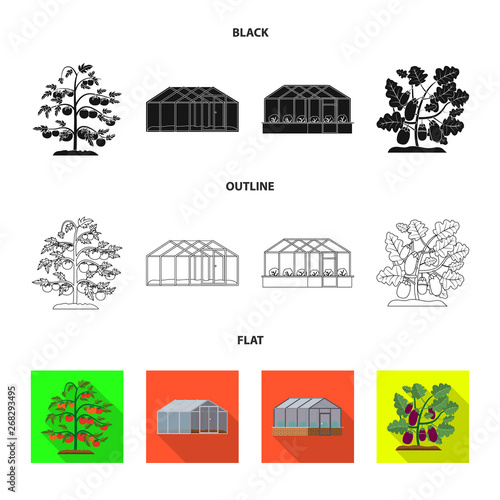 Vector illustration of greenhouse and plant logo. Collection of greenhouse and garden stock vector illustration.