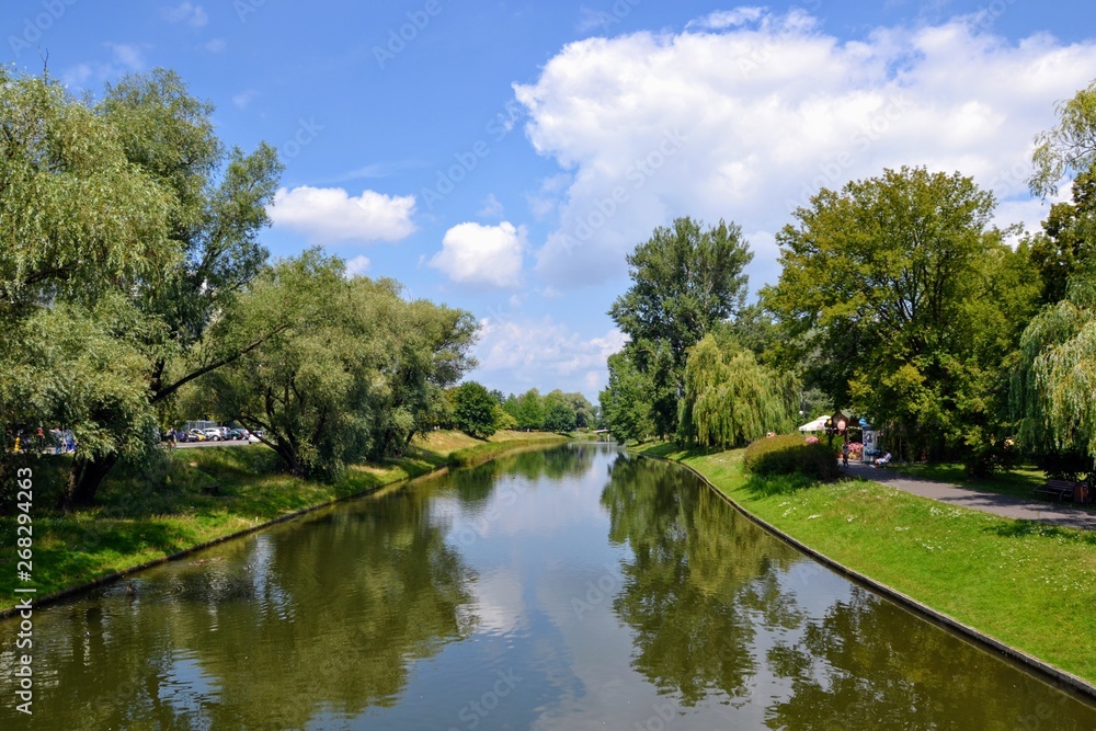 The oxbow lake of the Vistula at Kepa Potocka - 18 hectares green area and a recreation and relaxation area located in Warsaw, Poland