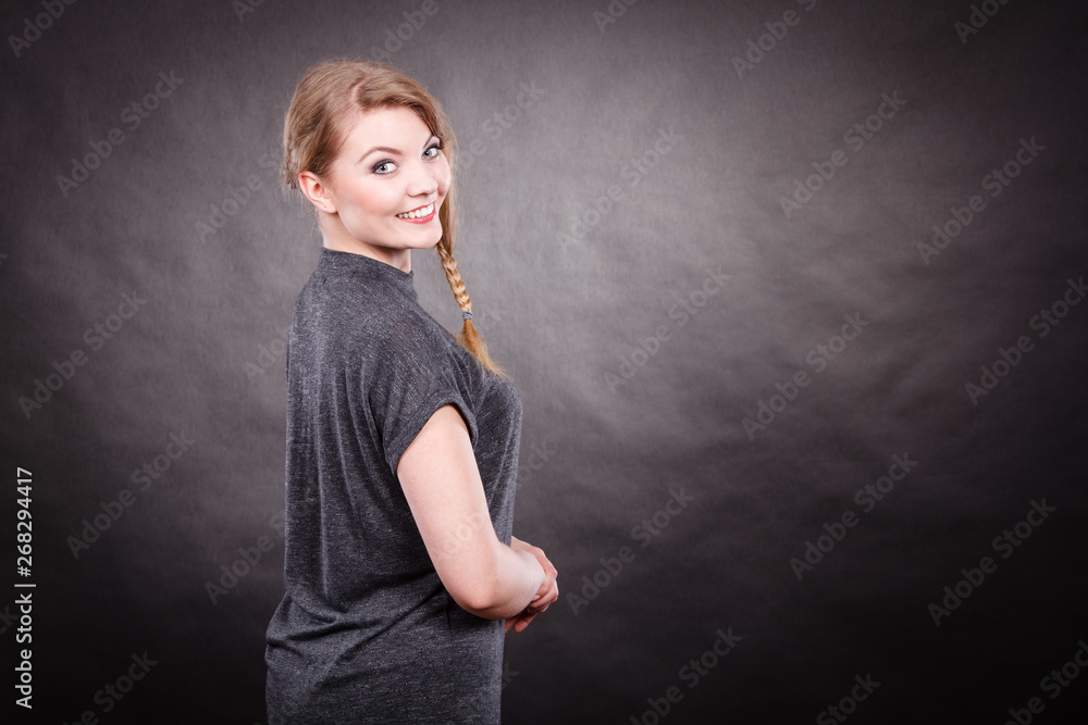 Fototapeta premium Happy joyful woman portrait.