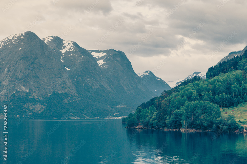Mountains landscape and fjord in Norway Mountains landscape and fjord in Norway