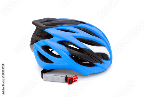 Blue cycling helmet