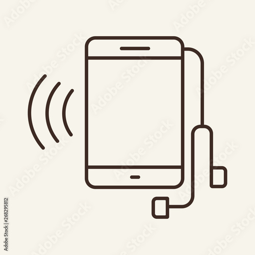 Radio advertising line icon. Media player, music, hands free. Business concept. Vector illustration can be used for topics like communication, technology, devices