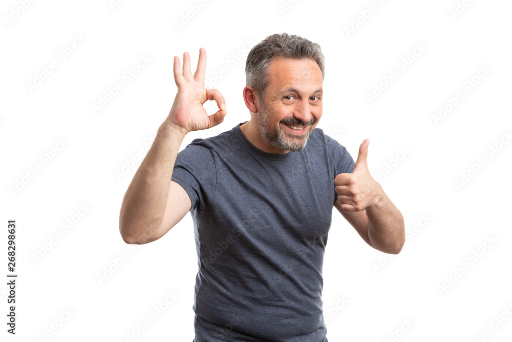 Man holding fingers as okay and like gesture Man holding fingers as okay and like gesture