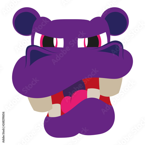 flat icon on theme evil animal hippo