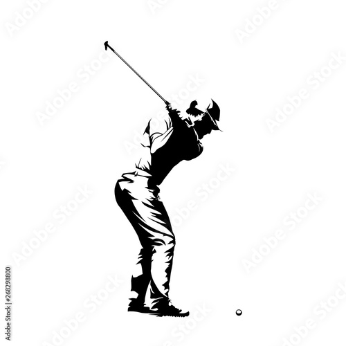 Golf player, abstract isolated vector silhouette. Golf swing icon