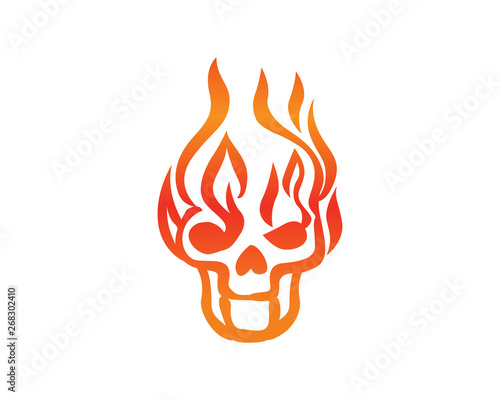 Flaming Skull Face With Flaming Musical Note Eye Logo In White Isolated Background