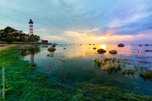 Shepelevsky lighthouse, Leningrad region, Gulf of Finland, Russia photo