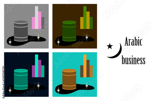 assembly of flat icons on theme Arabic business oil chart