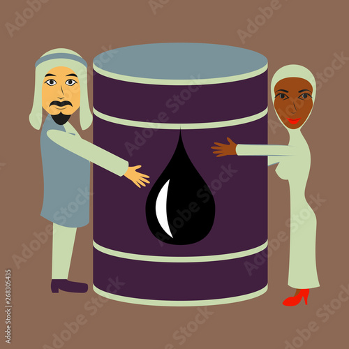 assembly of flat icons on theme Arabic business Muslims and oil photo