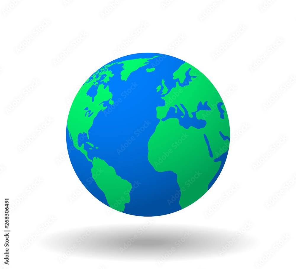 World map. Earth, globe icon. Vector illustration.