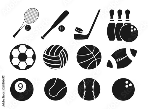 Set of sports icons. Sports balls and balls.