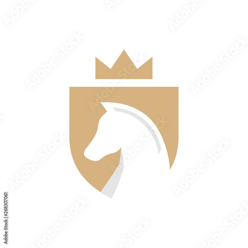strong horse shield vector logo design