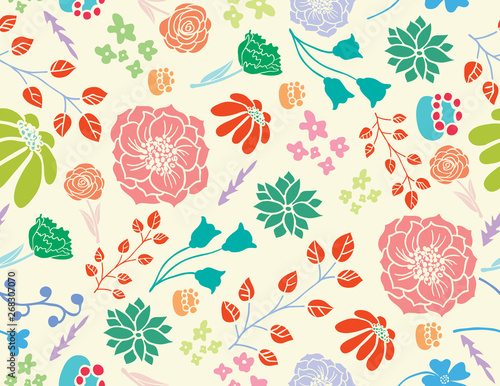 FLORAL SEAMLESS PATTERN ILLUSTRATION BACKGROUND FOR SURFACE PATTERN DESIGN - Illustration