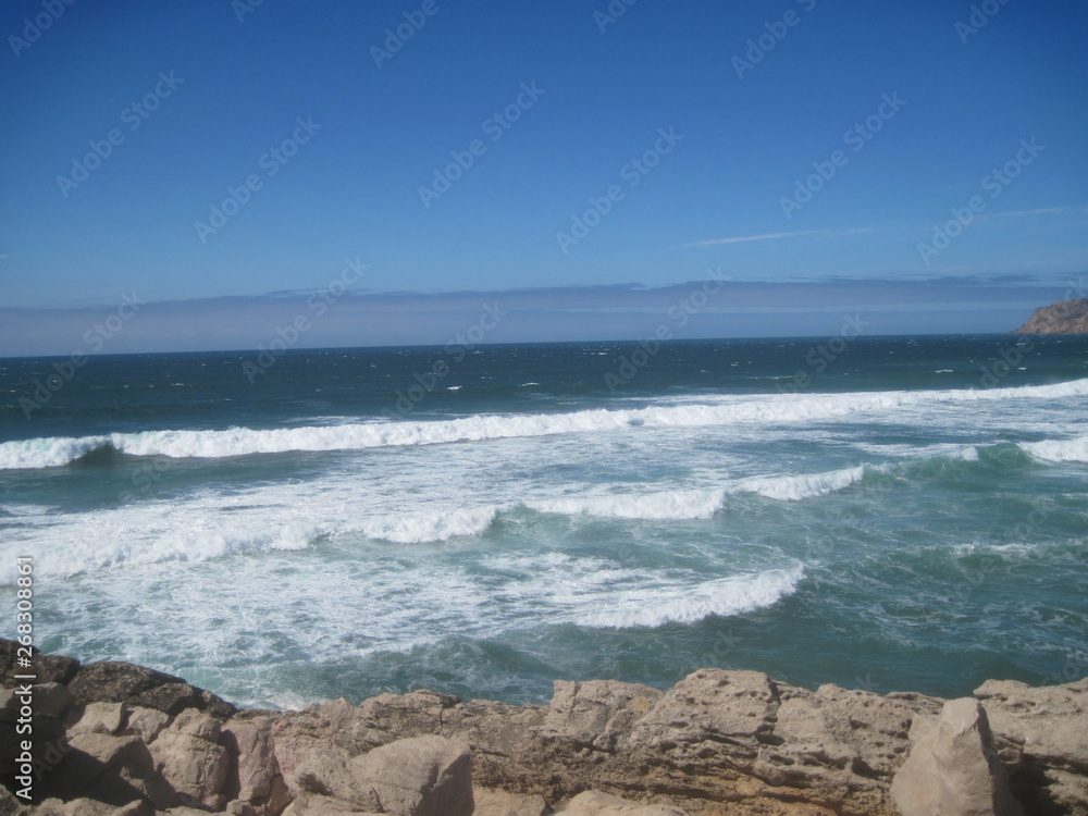 Scenic view with ocean waves