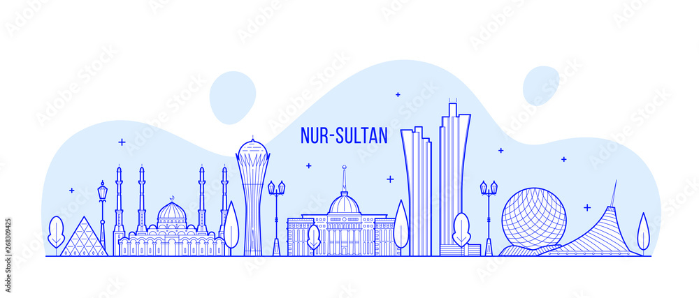 Fototapeta Nur-Sultan Astana skyline Kazakhstan city a vector