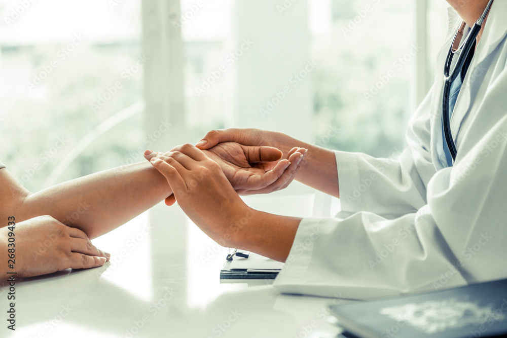 Female patient visits woman doctor or gynecologist during gynaecology ...