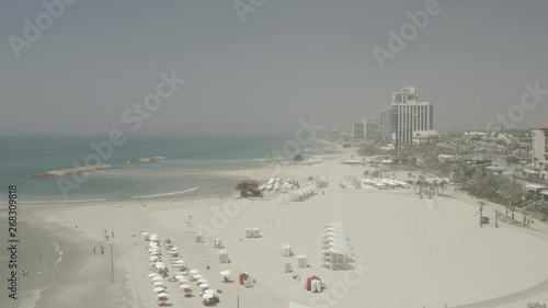 Herzliya beach, Israel, 4k aerial ungraded photo