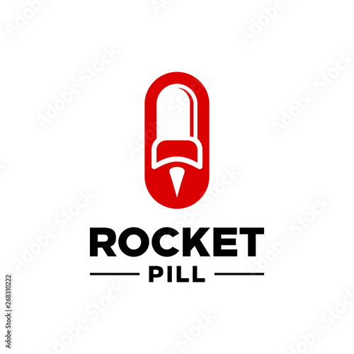 rocket pill logo design concept