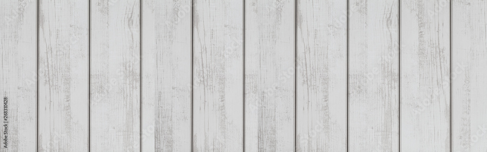 Obraz premium Panorama of White wood fence texture and background