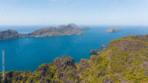 Seascape with tropical islands. El Nido Palawan National Park Philippines. Rocky islands covered with forest. Small lagoons with white beaches. Boat tours between the islands. © Tatiana Nurieva