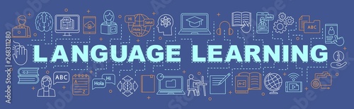 Language learning word concept banner