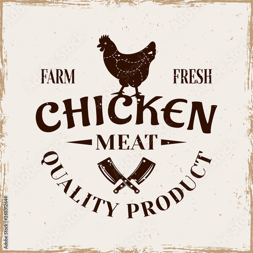 Chicken meat vector emblem, label, badge or logo