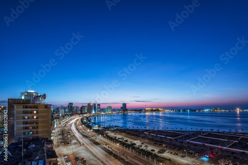 Night photograph in long exposure to the bay of Luanda. Angola. Africa.