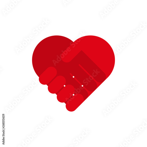 Handshake heart icon symbol. Vector eps10