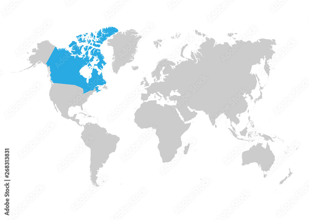 Canada map is highlighted in blue on the world map