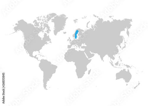 Sweden map is highlighted in blue on the world map