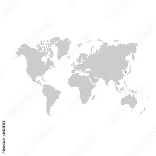 Fototapeta Naklejka Na Ścianę i Meble -  South Korea highlighted in blue on the world map
