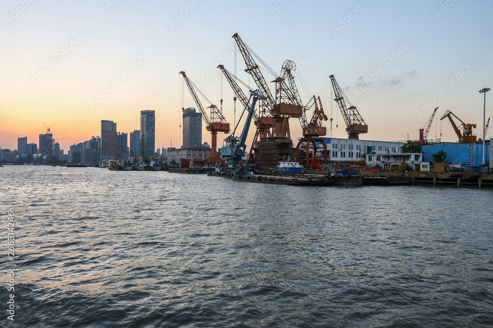 Shanghai Urban Landmark Architectural Landscape-Huangpu River Industrial Wharf