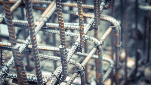 Canvas-taulu Deform bar steel bars with wire rod used in foundation footing reinforcement concrete structure