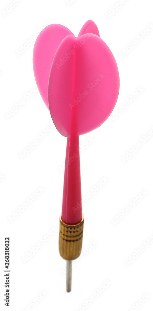 Pink throwing dart isolated on white background Pink throwing dart isolated on white background