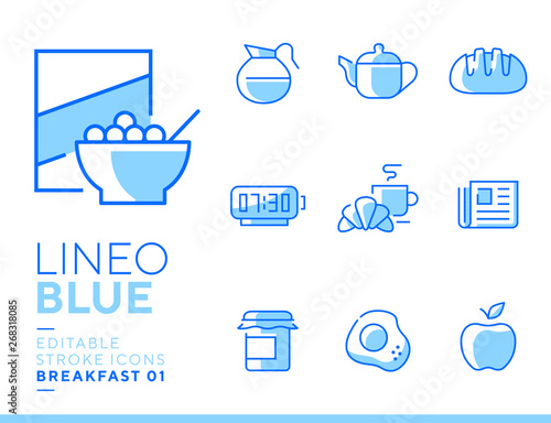 Lineo Blue - Breakfast and Morning line icons