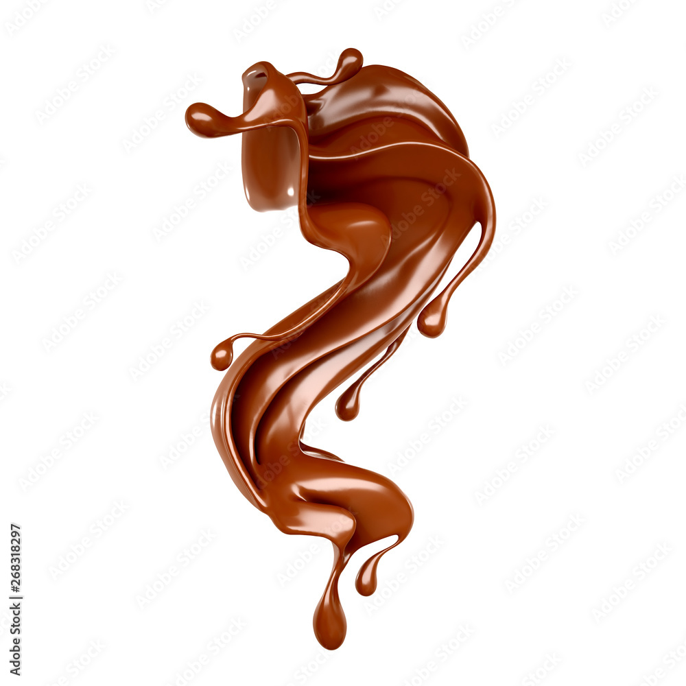 Splash of chocolate 3d illustration, 3d rendering. Splash of chocolate 3d illustration, 3d rendering.